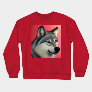 Wolf Illustrated In Pastels Crewneck Sweatshirt